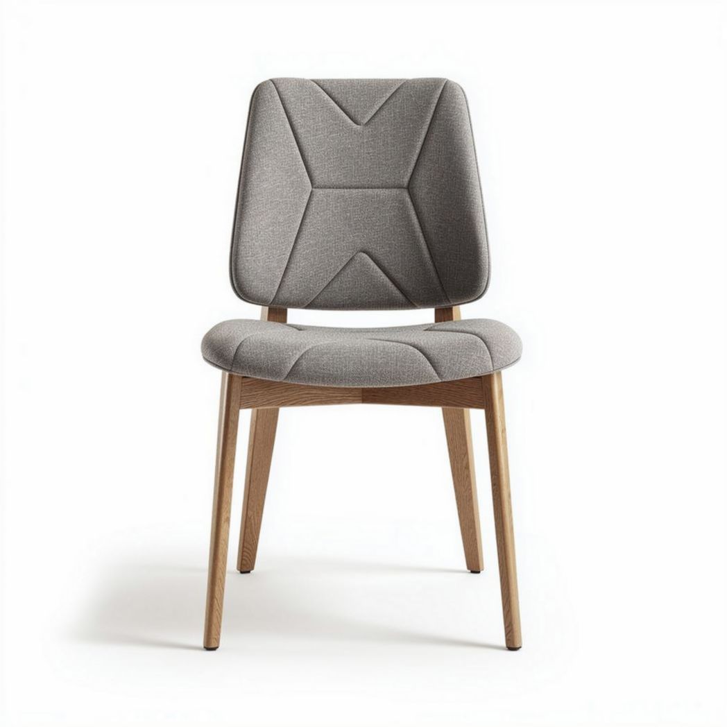 Chaise en tissu gris avec cadre en bois de 45 x 50 x 85cm