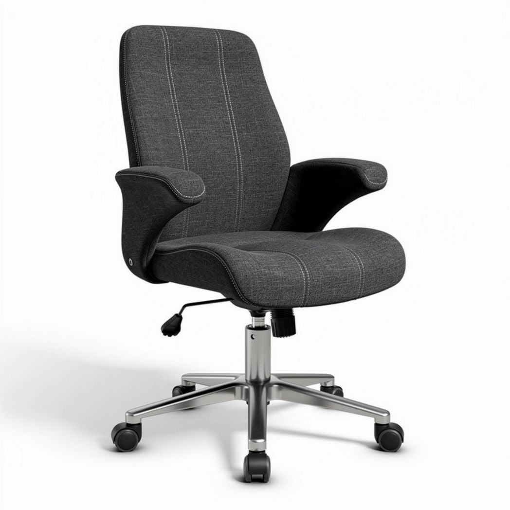 Chaise de bureau ergonomique en tissu gris avec accoudoirs 58 x 58 x 95cm
