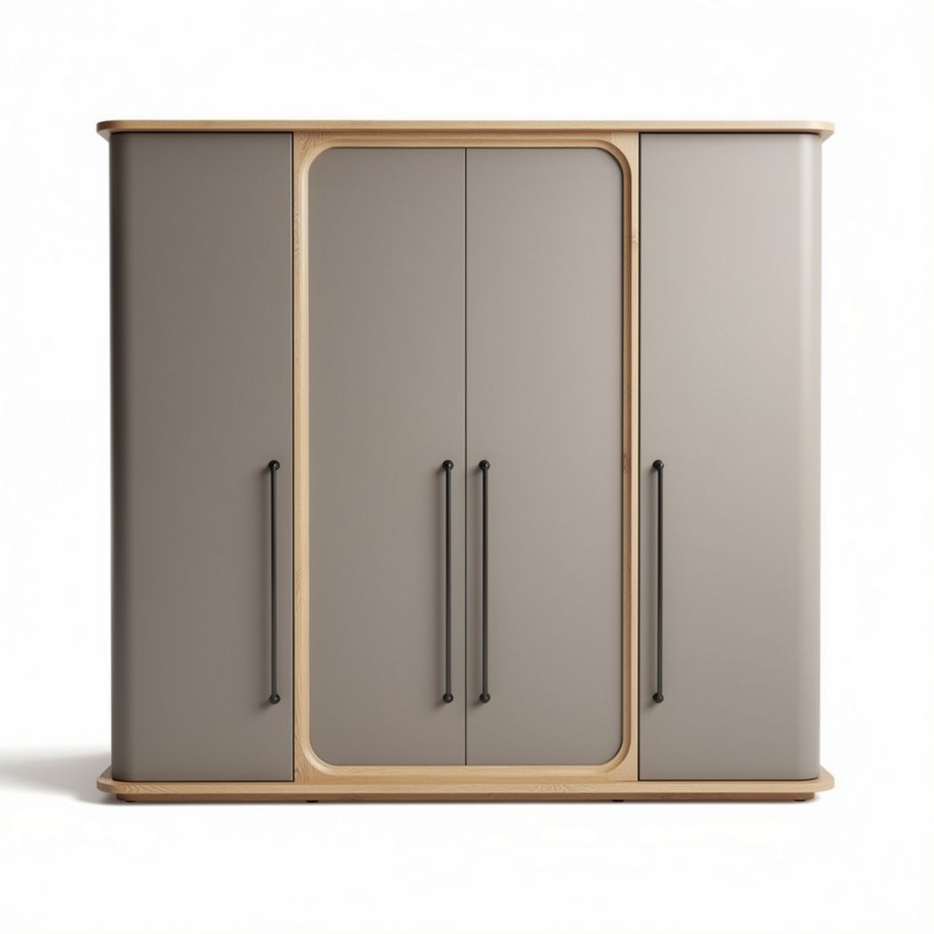 Armoire de rangement en bois et métal gris 150 x 45 x 100cm