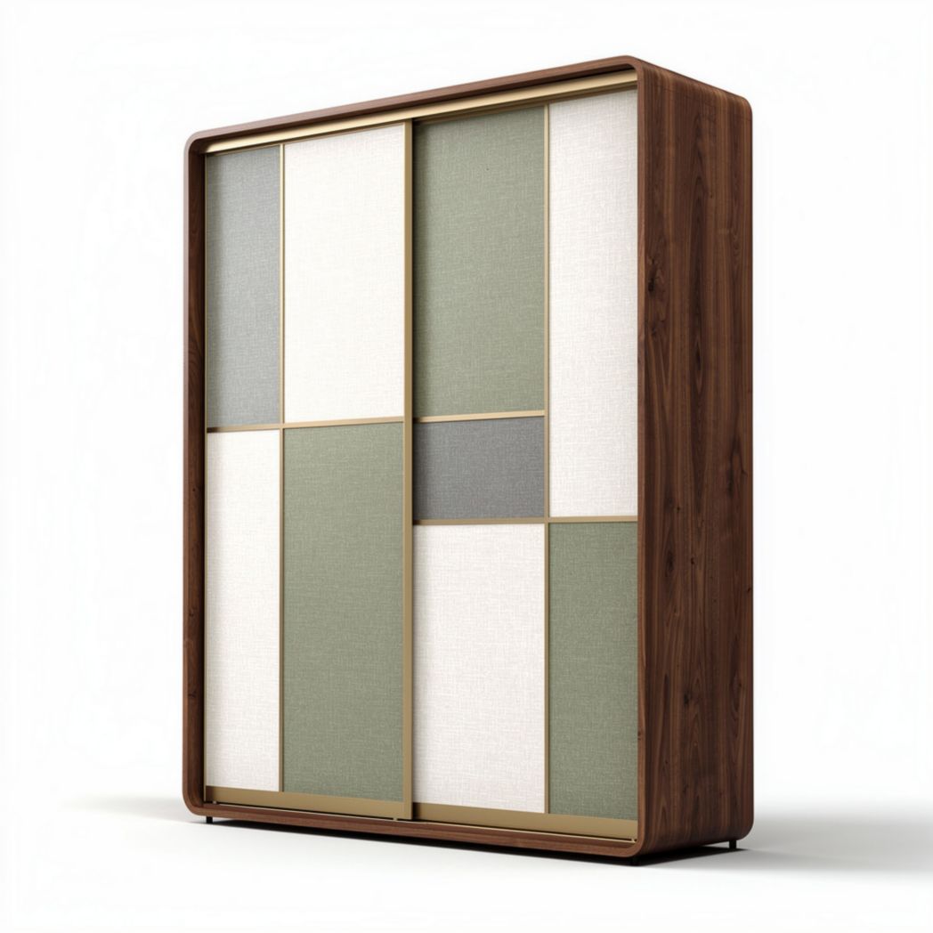 Armoire de rangement en bois et tissu avec portes coulissantes 180 x 120 x 40cm