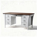 Bureau en bois de chêne et métal blanc dimensions 150 x 75 x 75 cm