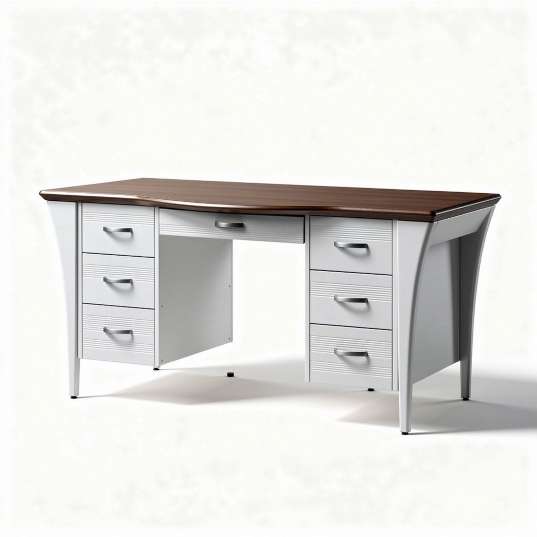 Bureau en bois de chêne et métal blanc dimensions 150 x 75 x 75 cm