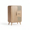 Meuble de rangement en bois clair avec portes perforées 80 x 45 x 120cm