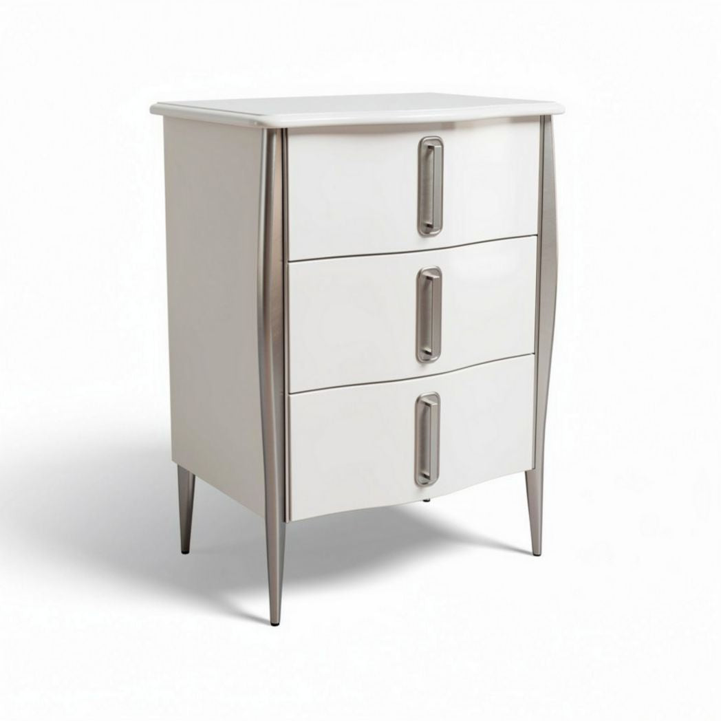 Commode design moderne en MDF blanc avec trois tiroirs 50 x 40 x 60cm