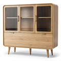 Buffet en bois avec portes en verre strié dimensions 80 x 30 x 90cm