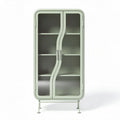 Armoire en métal vert avec porte en verre 60 x 30 x 100cm pour rangement