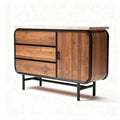 Meuble de rangement en bois et métal avec plateau en marbre 80 x 40 x 75cm