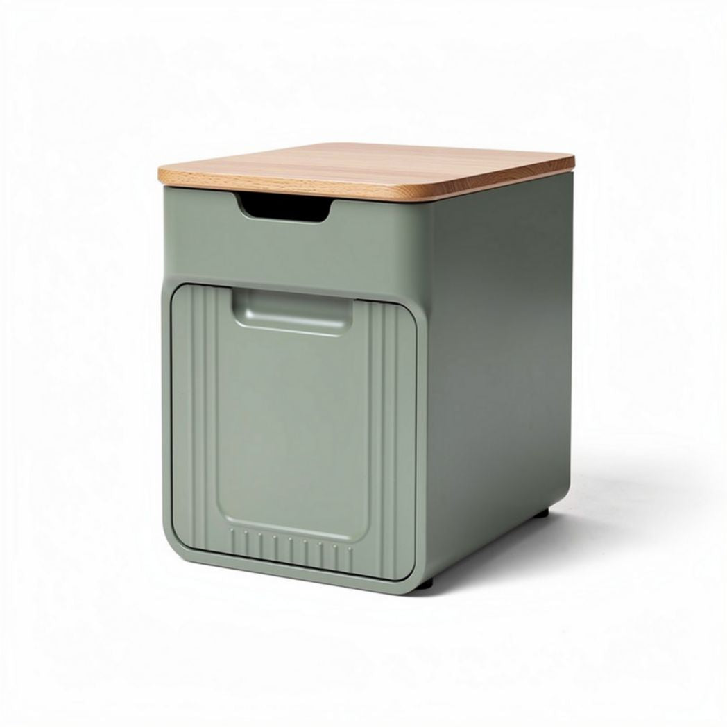 Table de chevet en bois et plastique vert 40 x 40 x 45cm design moderne