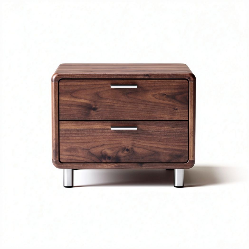 Table de nuit en bois avec tiroirs couleur noyer dimensions 50 x 40 x 45cm