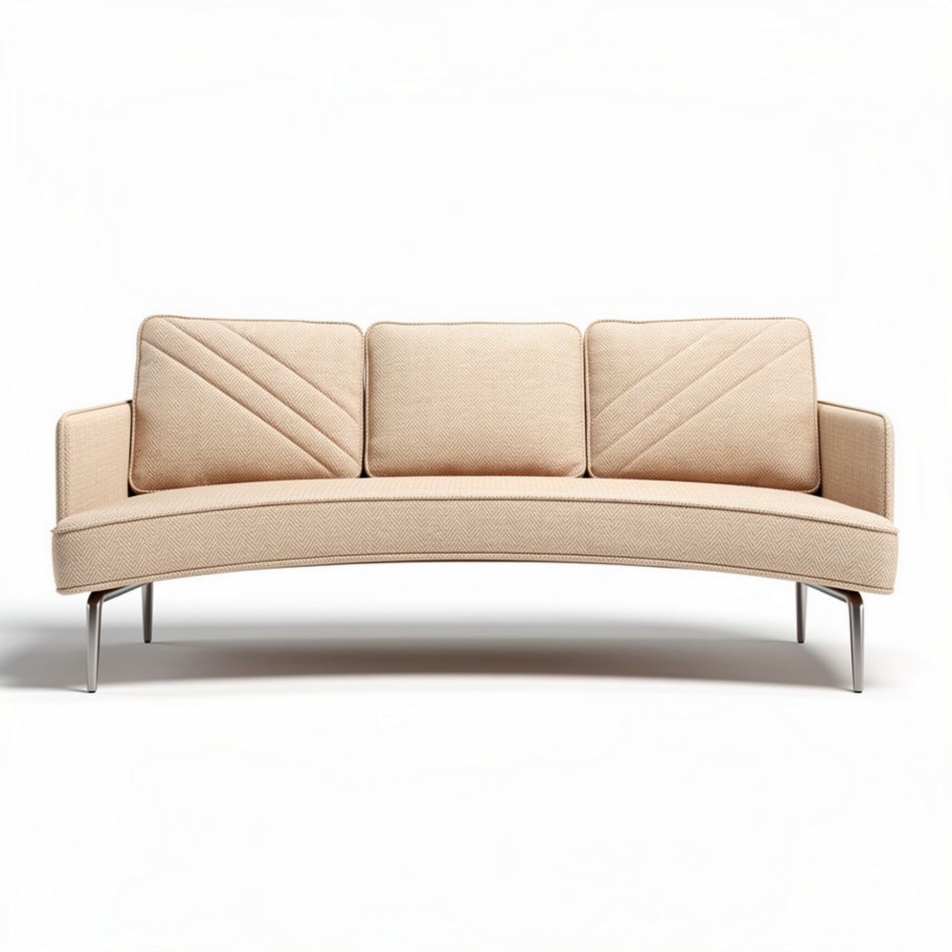 Canapé en tissu beige avec coussins rembourrés 200 x 85 x 75cm