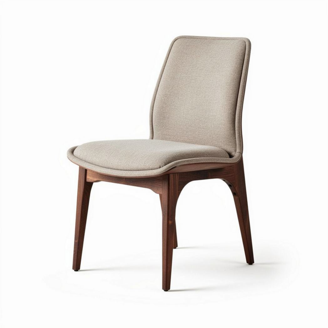Chaise en bois en noyer avec coussin en tissu beige dimensions 45 x 45 x 85cm